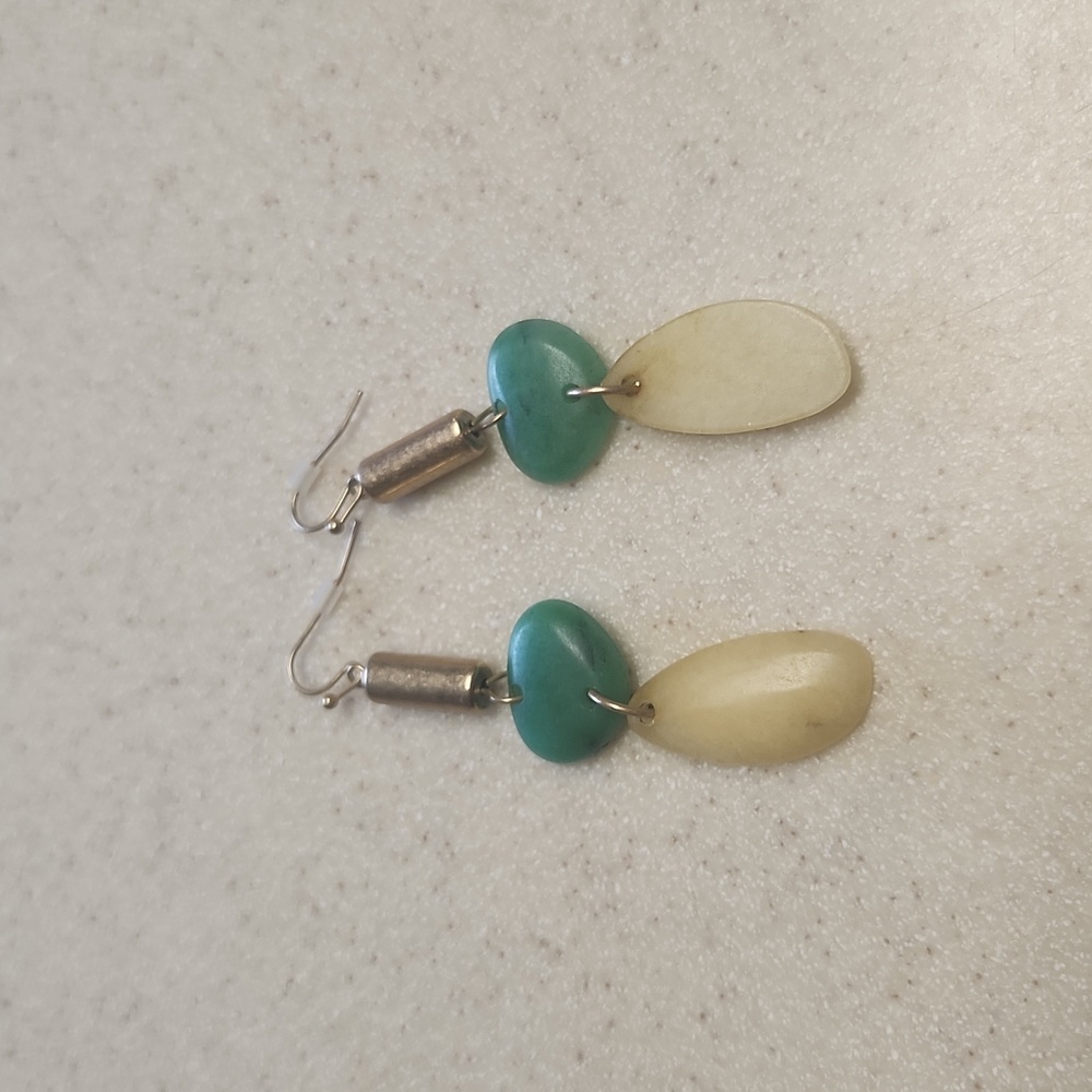 Green/Gold Drop Earrings, GUC